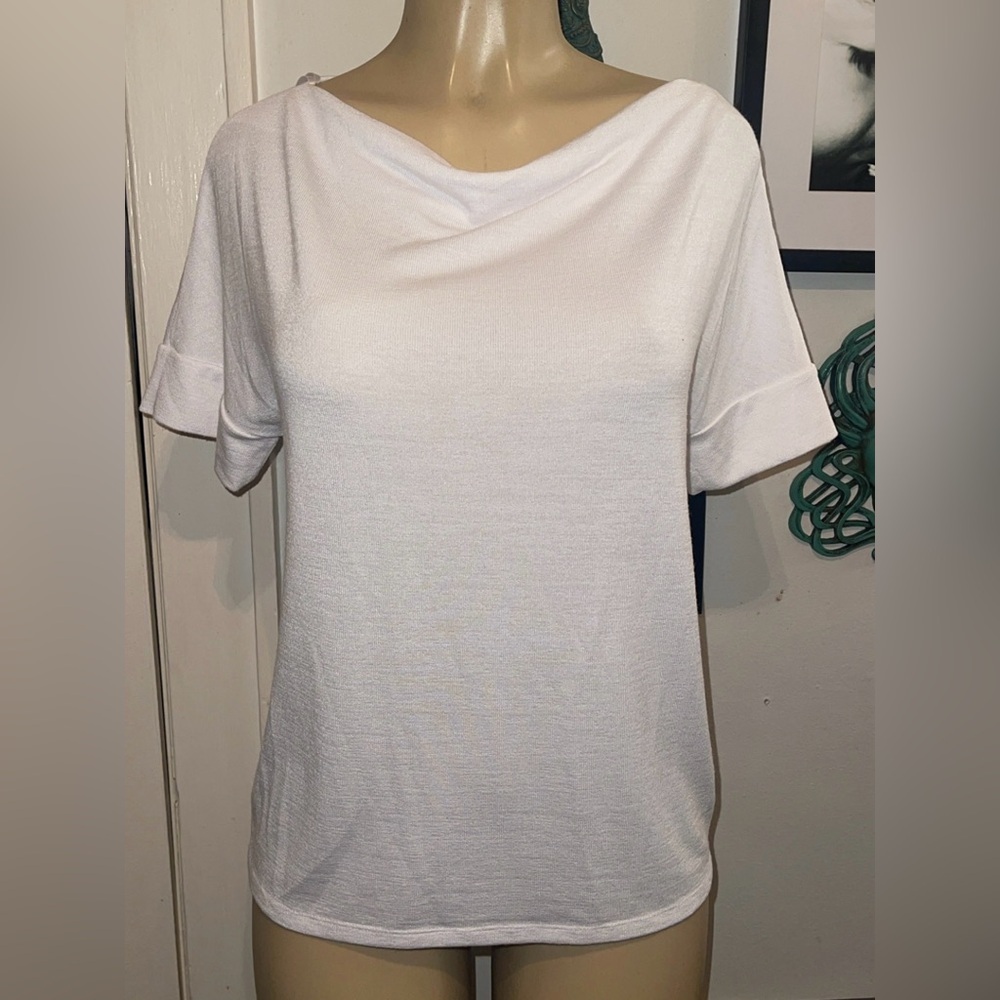 BANANA REPUBLIC White Boat Neck Jersey Knit Top – NWOT Size Small - Picture 4 of 9
